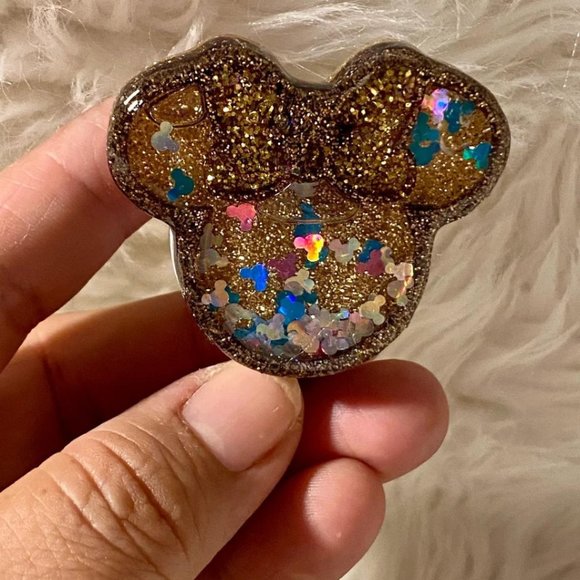 HobbeesBoutique Other - Character Shaker Resin - alligator clip - Minnie Mouse Liquid Shaker badge reel